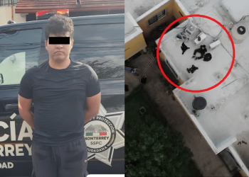 Drones del C4 Monterrey capturan a ladrón identificado como Javier V. de 32 años.