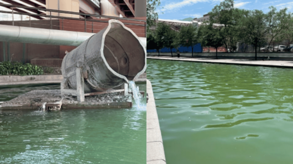 atractivo turístico de Nuevo León con agua verde y turbia